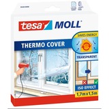 tesa tesamoll Thermo Cover, Fensterisolierfolie, Dämmung transparent, 1,7 Meter x 1,5 Meter