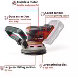 EINHELL Professional Akku-Exzenterschleifer TP-RS 18/32 Li BL-Solo, 18Volt rot/schwarz, ohne Akku und Ladegerät