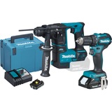 Makita Akku-Kombo-Kit DLX2454AJ, Bohrschrauber + Bohrhammer, 18Volt blau/schwarz, 2x Li-Ionen Akku 2,0Ah, MAKPAC