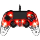 Nacon Wired Illuminated Compact Controller, Gamepad transparent/rot, PlayStation 4, PC