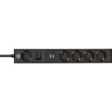 Brennenstuhl Steckdosenleiste 5-fach grau/schwarz, 1,5 Meter, 2x USB-A, 1x USB-C Power Delivery