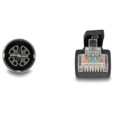 DeLOCK M12 Kabel X-kodiert 8 Pin Buchse > RJ-45 Stecker, Cat.5e S/FTP schwarz, 3 Meter, flexibel
