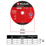 EINHELL Trennscheibe dünn, Ø 230 x 2,0mm, 3 Stück für Winkelschleifer