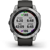 Garmin fēnix 7 - Standard Edition, Smartwatch silber, 47 mm, graphitfarbenes Armband aus Silikon