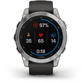 Garmin fēnix 7 - Standard Edition, Smartwatch silber, 47 mm, graphitfarbenes Armband aus Silikon