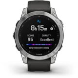 Garmin fēnix 7 - Standard Edition, Smartwatch silber, 47 mm, graphitfarbenes Armband aus Silikon