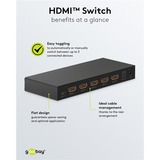 goobay HDMI-Umschaltbox 4 auf 1 (4K @ 60Hz), mit Audio-Ausgang, HDMI Switch schwarz, mit Fernbedienung