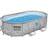 Bestway Power Steel Swim Vista Oval Frame Pool-Set, 427 x 250 x 100cm, Schwimmbad grau, mit Sichtfenstern, Modell 2022