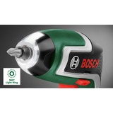 Bosch Akkuschrauber IXO 7 Wasserwagen-Set 3,6Volt grün/schwarz, Li-Ionen Akku 2,0Ah, Wasserwaage 12cm, Bitsatz