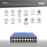 Digitus Industrieller 16+2-Port L2 managed Gigabit Ethernet PoE, Switch 