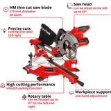 EINHELL Akku-Zug-Kapp-und Gehrungssäge TE-SM 36/210 Li-Solo, 36Volt (2x18V), Kapp- und Gehrungssäge rot, ohne Akku und Ladegerät