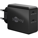 goobay USB-C Dual-Schnellladegerät 36 Watt, PD schwarz, 2x USB-C, Power Delivery