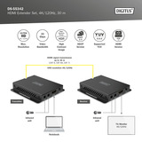 Digitus 4K HDMI Extender Set, HDMI Verlängerung schwarz,  4K/120Hz, 30m