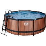 Exit Toys Wood Pool, Frame Pool Ø 360x122cm, Schwimmbad braun, mit Filterpumpe