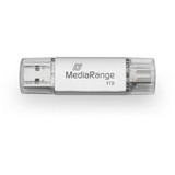 MediaRange Kombo-Speicherstick 1 TB, USB-Stick silber/transparent, USB-A 3.2 Gen 1, USB-C 3.2 Gen 1