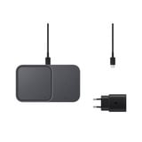  Samsung Wireless Charger Duo mit Adapter EP-P5400T, Ladestation dunkelgrau