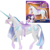 Spin Master Unicorn Academy -  Einhorn Glacier, Spielfigur 28 cm groß, mit echter Mähne und Schweif, abnehmbarem Zaumzeug, Sattel und Bürste