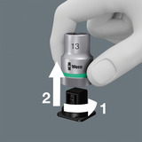 Wera 8100 SA 14 Zyklop Comfort Knarrensatz, 1/4", Werkzeug-Set schwarz/grün, 28-teilig, Comfort-Knarre mit Umschalthebel