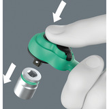 Wera 8100 SA 14 Zyklop Comfort Knarrensatz, 1/4", Werkzeug-Set schwarz/grün, 28-teilig, Comfort-Knarre mit Umschalthebel