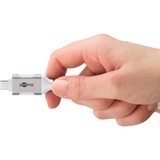 goobay Ethernet-Kabel USB-C 3.2 Gen2 Stecker > RJ-45 Stecker, LAN-Adapter weiß, 5 Meter, geflochtener Textilmantel