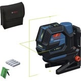 Bosch Akku-Kombilaser GCL 12V-50-22 CG Professional, Kreuzlinienlaser blau/schwarz, grüne Laserlinien und Lotpunkte, inkl. Drehhalterung RM 20