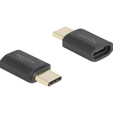 DeLOCK USB4 Gen 3x2 Adapter USB-C Stecker > Buchse 40Gbps 8K 60Hz anthrazit, PD 3.1 bis zu 240 Watt, Portschoner