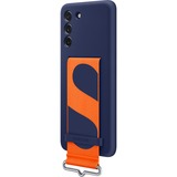 SAMSUNG Silicone cover with Strap, Handyhülle dunkelblau/orange, Samsung Galaxy S21 FE 5G