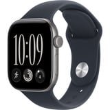 Apple Watch Series 12, Smartwatch grau, Aluminium, 42 mm, Sportarmband Navyblau S/M