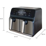 Unold Heißluftfritteuse Doppelkammer Twin Zone schwarz/edelstahl, 1.700 Watt, 2 Körbe je 4 Liter