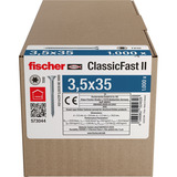fischer Spanplattenschraube ClassicFast II 3,5x35 Senkkopf TX 1000 Stück, mit Teilgewinde, verzinkt