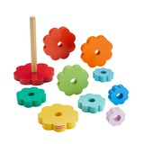Fisher-Price Ring-Stapelspielzeug aus Holz, Geschicklichkeitsspiel 10 Holzteile