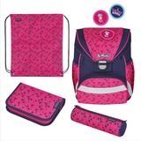 Herlitz UltraLight Plus Stars, Schulranzen rosa/lila, inkl. 16 tlg. Schüleretui, Faulenzermäppchen, Sportbeutel