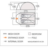 Vango Kuppelzelt Tay 200 dunkelblau, mit Vorbau für Gepäck