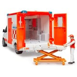 bruder 02676 MB Sprinter Ambulanz mit Fahrer, Modellfahrzeug rot/weiß