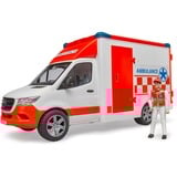 bruder MB Sprinter Ambulanz mit Fahrer, Modellfahrzeug rot/weiß