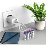 Ansmann Li-Ion Akku Micro AAA Typ 500 (min. 400 mAh), 4er-Pack weiß/violett, 4x AAA (Micro), USB-C Ladeport