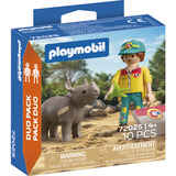 PLAYMOBIL 72025 DuoPack Tierpfleger mit Nashorn, Konstruktionsspielzeug 