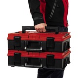 EINHELL Systemkoffer E-Case S-F incl. grid foam, Werkzeugkiste schwarz/rot, mit Rasterschaumstoffeinlage