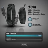 Digitus Aktives USB 3.2 Gen 1 Verlängerungskabel, USB-C Stecker > USB-A Buchse schwarz, 10 Meter, Repeater Kabel