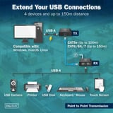 Digitus USB 2.0 CAT Extender-Set, 480 Mbps, 150 Meter, USB-Extender schwarz, Sendeeinheit + Empfängereinheit, 4 Port USB-A