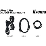 iiyama ProLite XUB2490HSUH-B2, LED-Monitor 60.5 cm (24 Zoll), schwarz (matt), FullHD, IPS, Webcam, Mikrofon, USB-Hub, 100Hz Panel