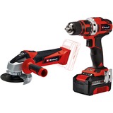 EINHELL Power X-Change Werkzeug-Set TE-TK 18/2 Li Kit rot/schwarz, Akku-Bohrschrauber und Akku-Winkelschleifer, Li-Ion-Akku 4,0Ah