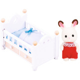 EPOCH Sylvanian Families - Schokoladenhasen Baby mit Babybett, Konstruktionsspielzeug 