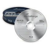 MediaRange BD-R 50 GB, Blu-ray-Rohlinge 6fach, 10 Stück, Retail