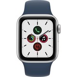 Apple Watch SE, Smartwatch silber/dunkelblau, 40mm, Sportarmband, Aluminium-Gehäuse, LTE