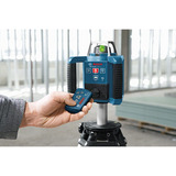 Bosch Professional Rotationslaser GRL 300 HVG Professional, mit Halterung blau/schwarz, grüne Laserlinie, mit Laser-Empfänger LR 1, VARTA Ladegerät + Akkus, in L-BOXX