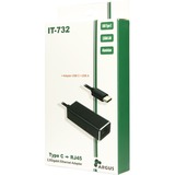 Inter-Tech USB Adapter Argus IT-732, USB-C Stecker > RJ-45 Buchse schwarz, 10/100/1.000/2.500 Mbit/s