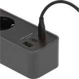 Brennenstuhl Ecolor Steckdosenleiste 4-fach mit 2x USB-C, 1x USB-A schwarz/anthrazit, 1,5 Meter Kabel, mit Sicherheitsschalter