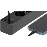 Brennenstuhl Ecolor Steckdosenleiste 4-fach mit 2x USB-C, 1x USB-A schwarz/anthrazit, 1,5 Meter Kabel, mit Sicherheitsschalter