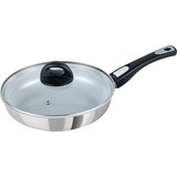 Cerafit Steel Pfanne Ø 28cm edelstahl/grau, mit abnehmbarem Griff, Design-Glasdeckel
